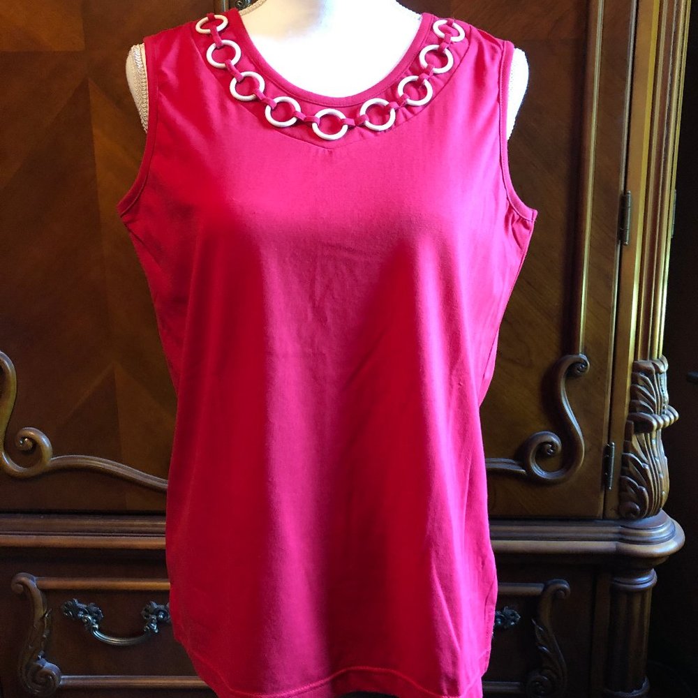 Cute "Boca Bay" Red Sleeveless Top